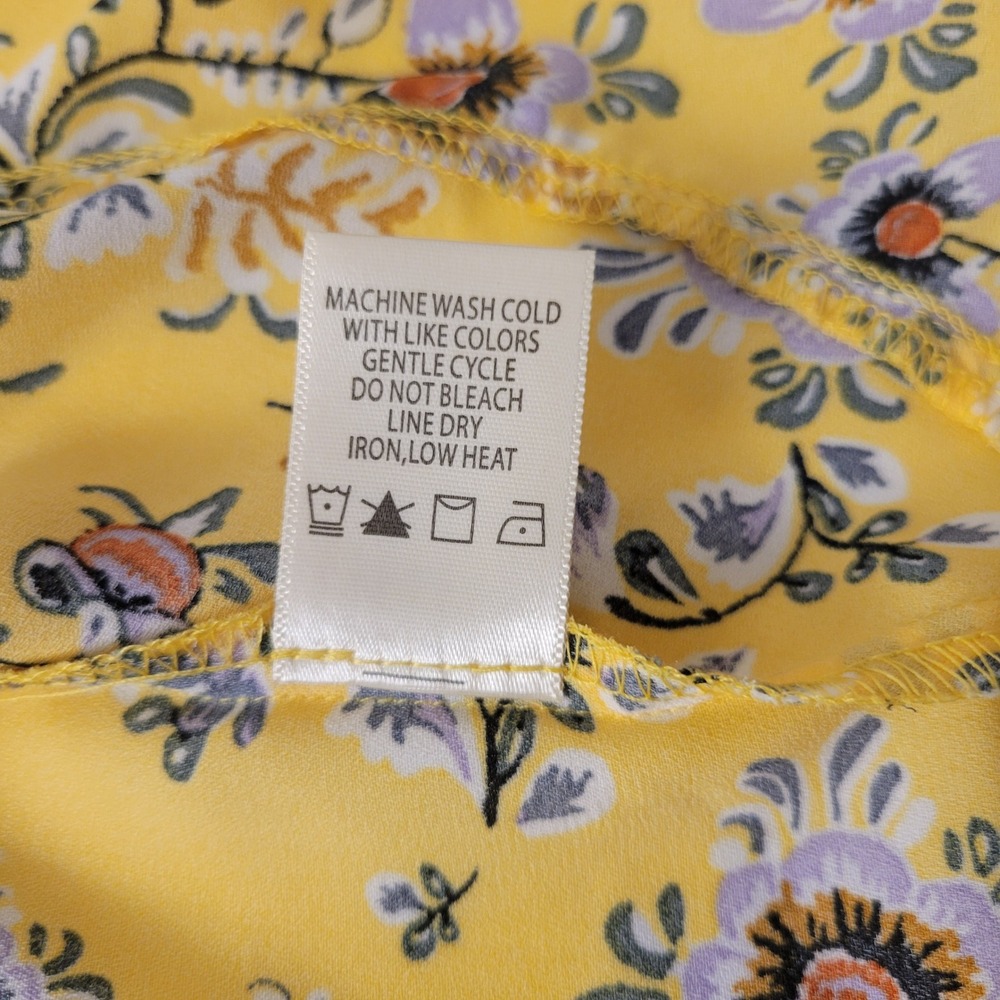 New Max Studio Wrap Skirt Womens XL Yellow Floral Ruffle Midi Romantic Cottage - Picture 16 of 16